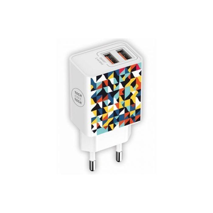 Cargador de Pared Tech One Tech Kaleydos TEC2508/ 2xUSB/ 2.4A/ Blanco Cargador de Pared Tech One Tech Kaleydos TEC2508/ 2xUSB/ 2.4A/ Blanco
