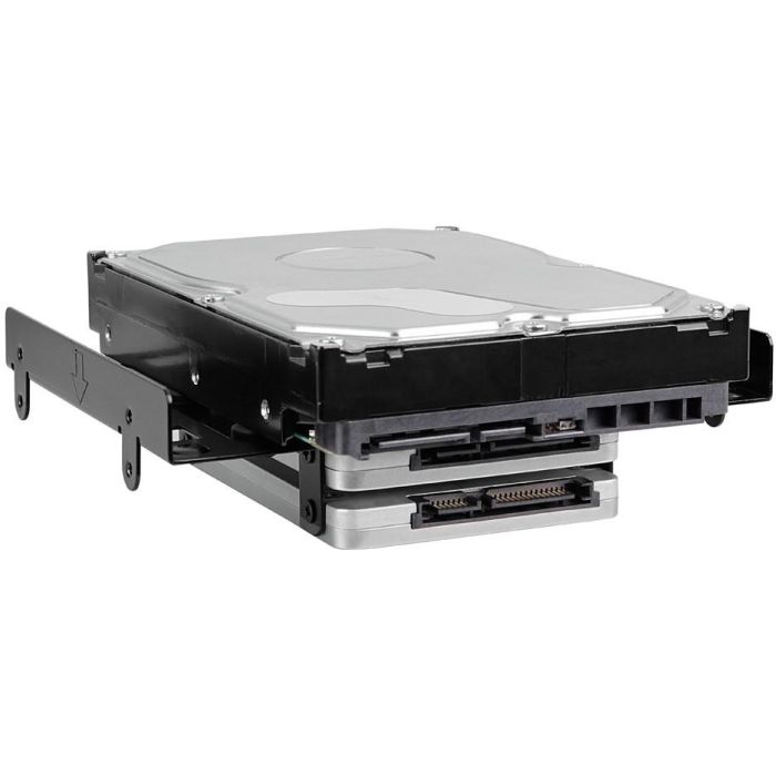 Sharkoon BayExtension Adaptador para 4x 2.5" HDDs/SSDs o 1x 3.5" + 2x 2.5" SSD/HDD para Bahía 5.25" PC Negro 2