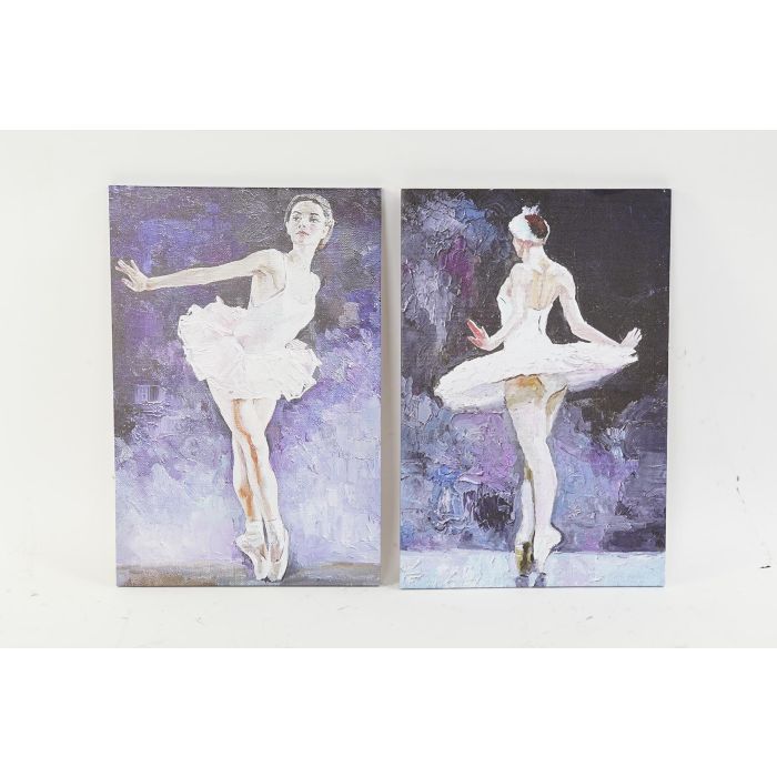 DKD Home Decor Cuadro Tradicional de Lienzo y Pino Bailarina Azul Negro 60 cm Alto x 40 cm Ancho x 1.8 cm Fondo (2 Unidades)