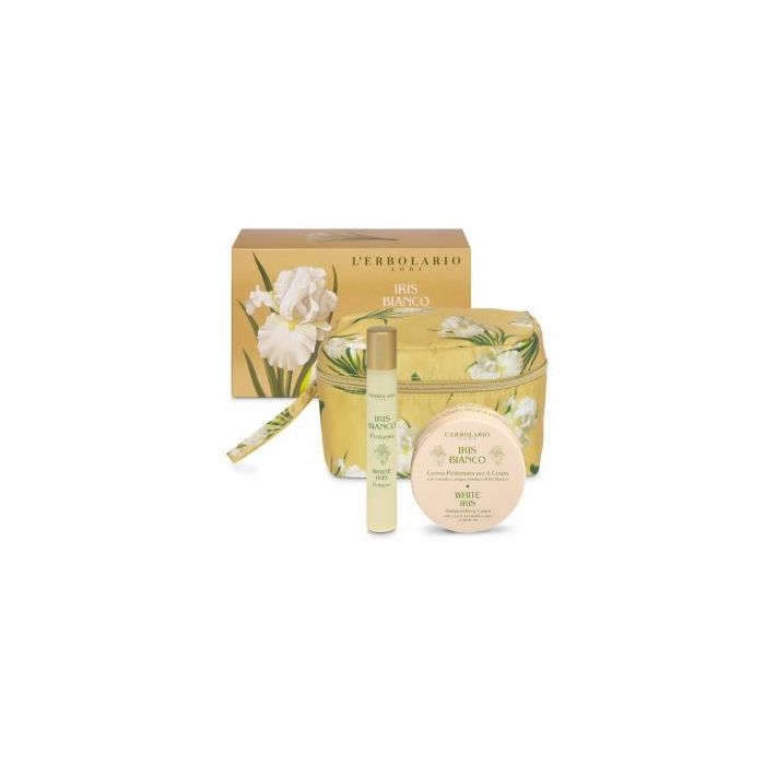 L'ERBOLARIO Set Iris Blanco: Perfume 15ml + Crema Corporal 75ml con Mini Neceser. Ideal para regalo.