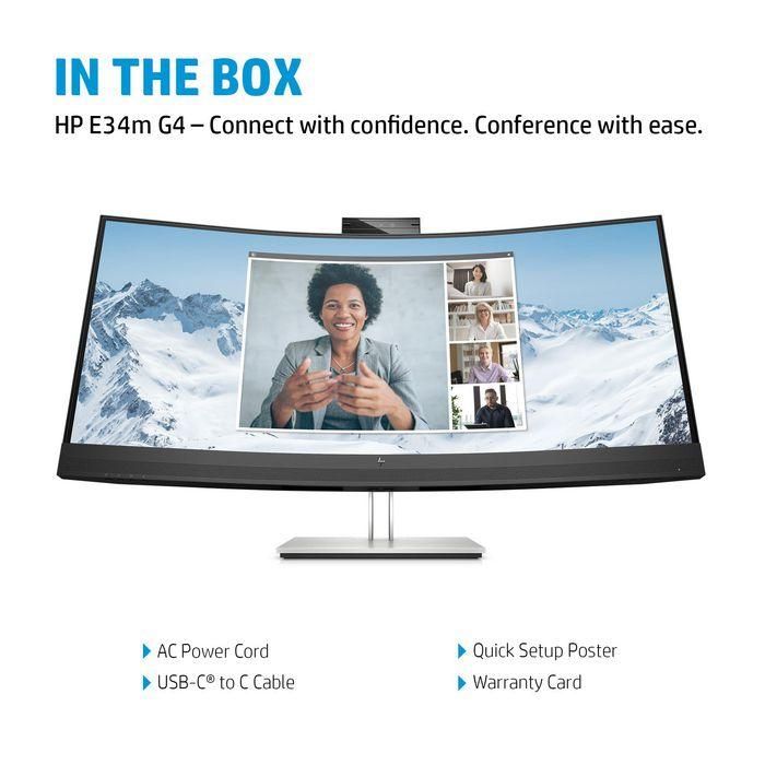 HP Monitor E34m G4 WQHD Curved USB-C Conferencing Monitor con Webcam Integrada y Carga de 65W 2