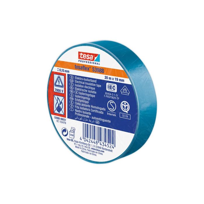 Tesa Cinta Aislante Homologada Azul 19mm x 20m