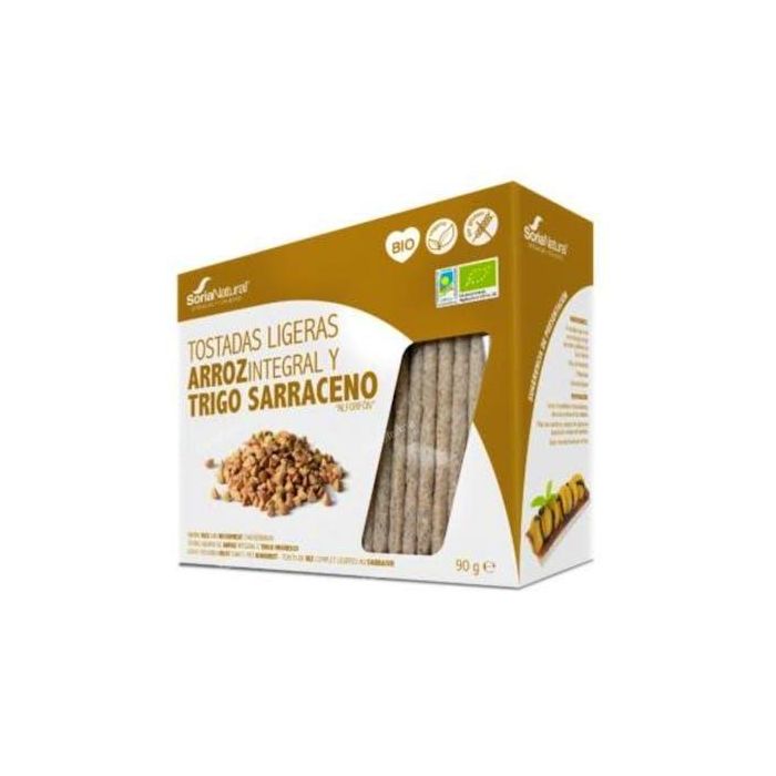 Soria Natural Tostadas de Arroz Integral y Trigo Sarraceno 90g - Crujientes, Ligeras y Sin Azúcares Añadidos