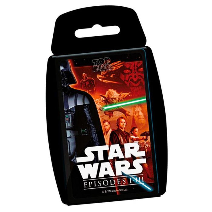 Top Trumps Star Wars Ep I-III Juego de cartas - Anakin Skywalker, Maestros Jedi, Palpatine - Para 2-6 jugadores, +3 años, Español