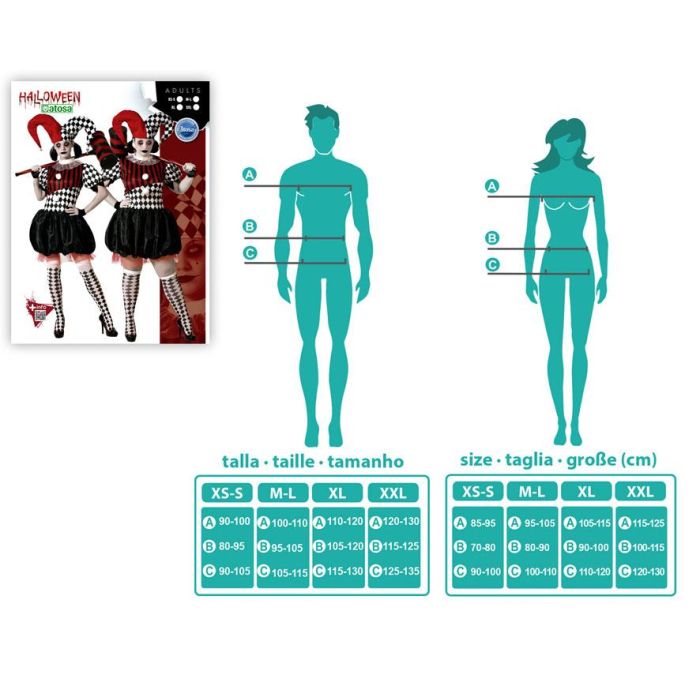 Disfraz de Arlequín Blanco y Negro para Mujer Adulto con Gorro – Ideal Halloween, Circo o Teatro Talla XS-S 3