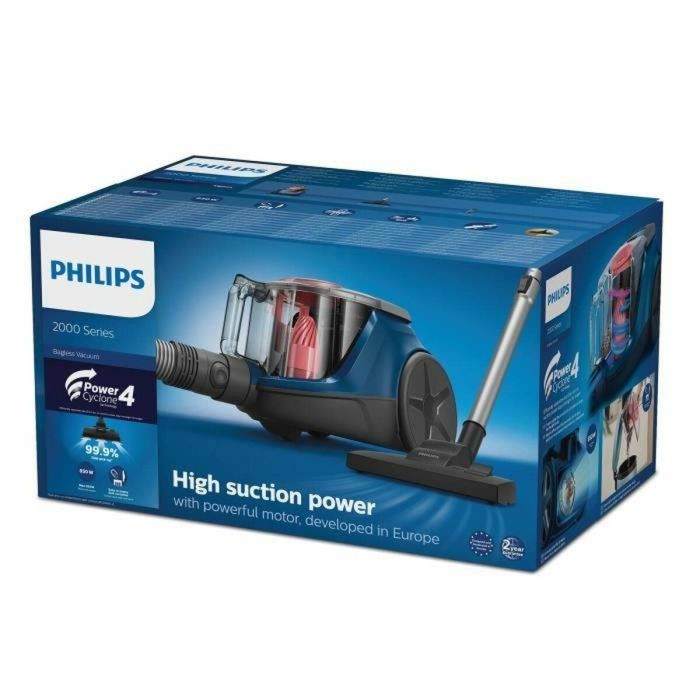 PHILIPS XB2123/09 - Aspirador de bidón sin bolsa - 850 W - Compacto - 1,3 L - Azul oscuro/Melocotón 2