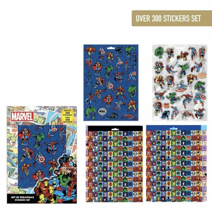 Cerdá Pack de Pegatinas Oficiales Marvel para Niños +3 Años - Medidas 18x25x0.1 cm - Diseño Predominante Azul 2