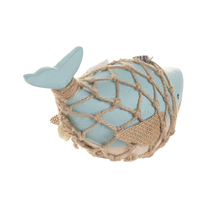 DKD Home Decor Figura Ballena MDF Blanco y Azul 8 x 11 x 18 cm (6 Unidades)