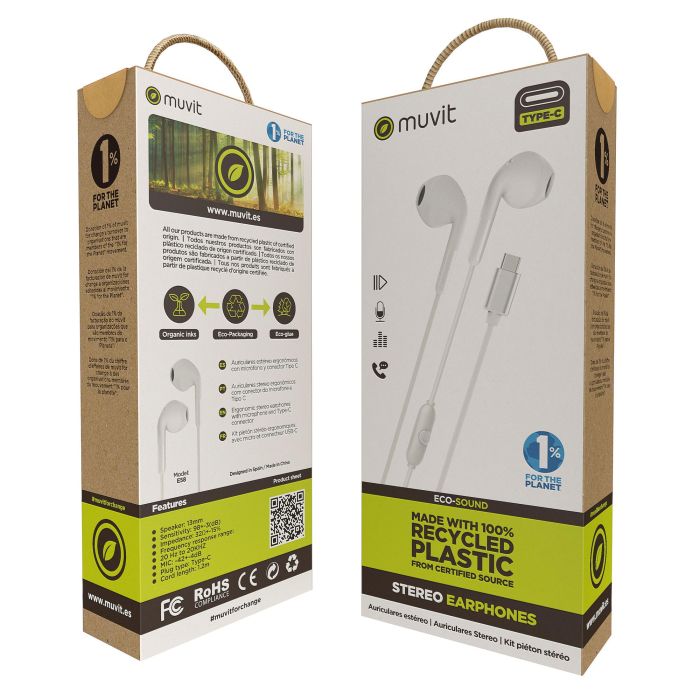 Muvit Auriculares E58 Tipo C con Materiales Reciclados - Sostenibles y Ergonómicos 8 Muvit Auriculares E58 Tipo C con Materiales Reciclados - Sostenibles y Ergonómicos 8