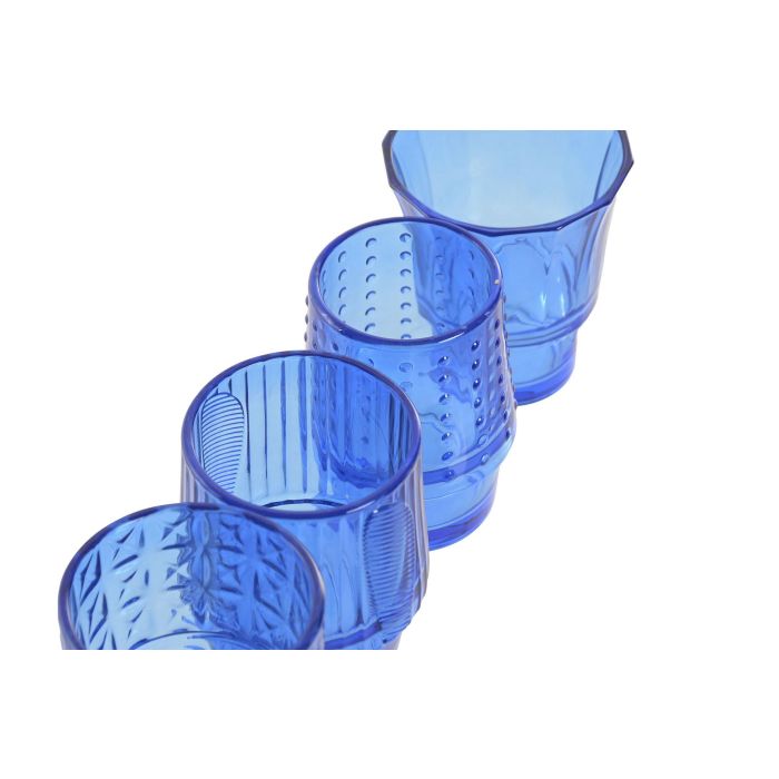 DKD Home Decor Hangzhou design 26a Vaso Mediterraneo Azul Turquesa Cristal Relieve con Pez Set de 4 8 x 27 x 8 cm Apto para lavavajillas