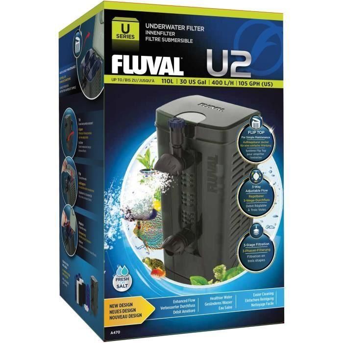 Fluval FLU0015561104708 Filtro Sumergible para Acuario U2 - Filtración de 3 Etapas