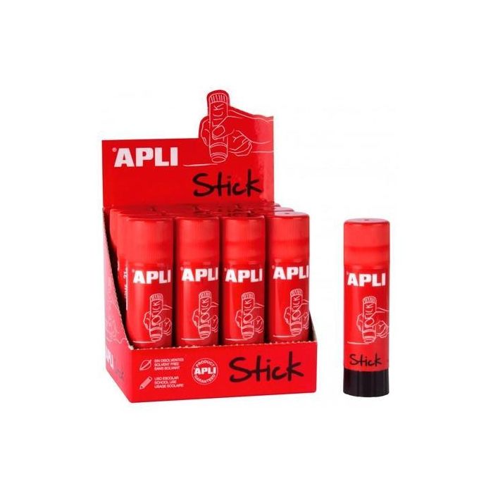 Apli Pegamento en Barra 40 gr Permanente Transparente Caja Expositora -12 Ud-