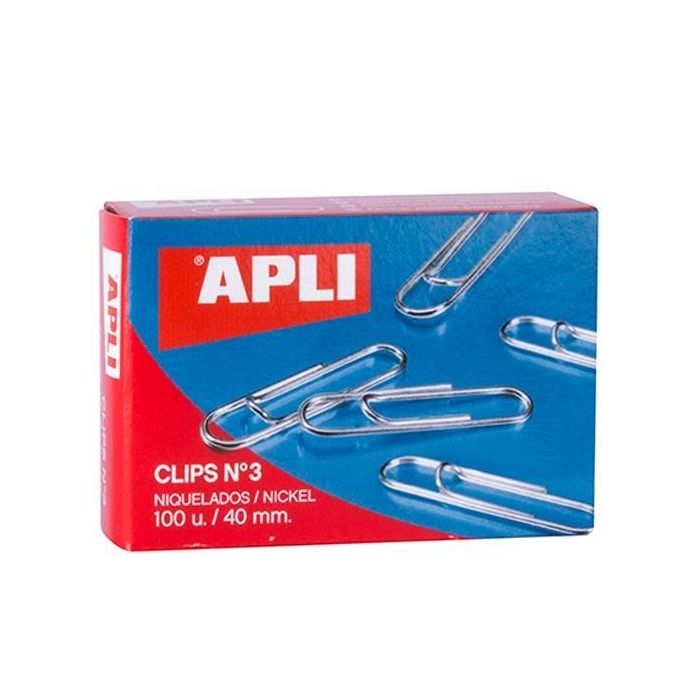 Apli Clips Niquelados Nº 3 - 40 mm Caja 100 Ud Apli Clips Niquelados Nº 3 - 40 mm Caja 100 Ud