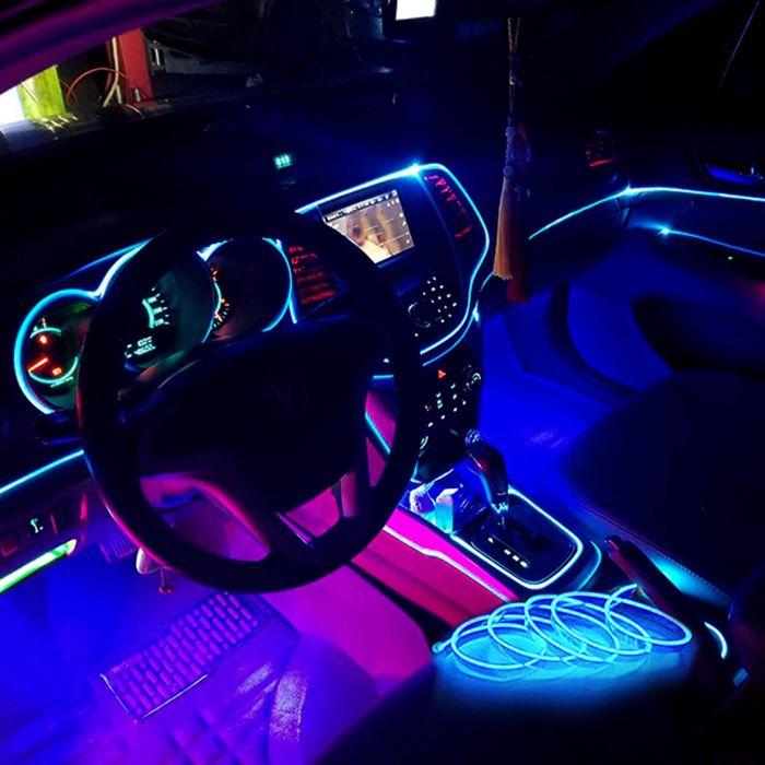 Occ Sport OCCLED02 Tira de Alambre de Fibra Óptica Neón EL Turquesa para Automóvil, Luz Decorativa, con Conector USB de 3 Metros Occ Sport OCCLED02 Tira de Alambre de Fibra Óptica Neón EL Turquesa para Automóvil, Luz Decorativa, con Conector USB de 3 Metros