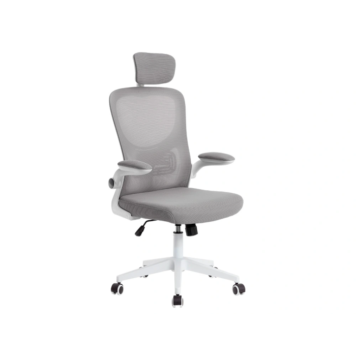 Q-connect Silla Ergonómica de Oficina con Respaldo de Malla Ajustable, Base de Nylon, Color Blanco Gris 4