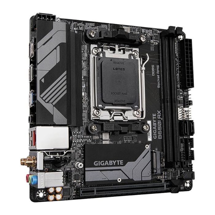 Gigabyte Placa Base AM5 B650I AX ITX para AMD Ryzen Serie 7000/8000/9000, DDR5, Wifi 6E, LAN 2.5GbE 2