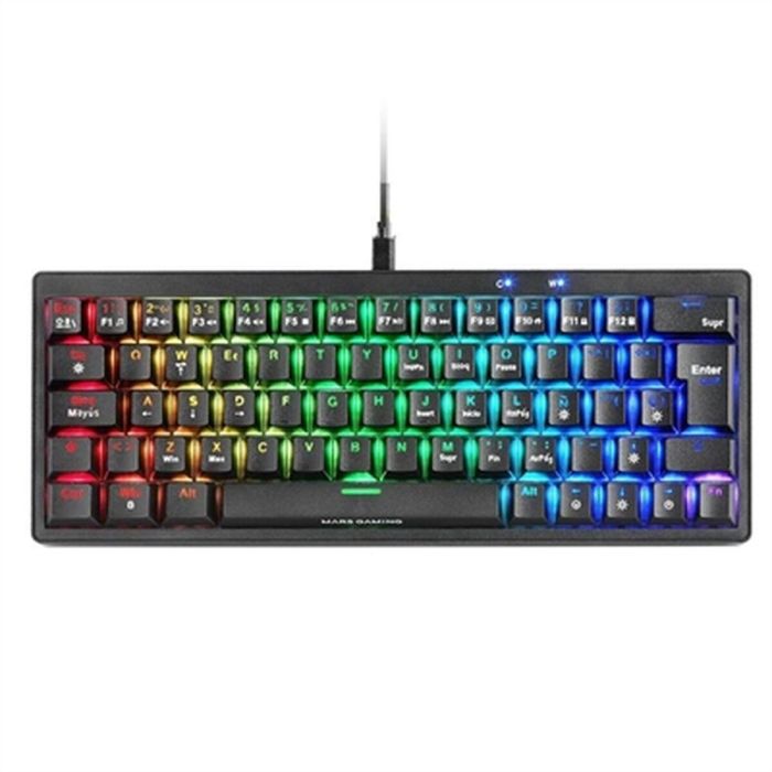 Mars Gaming MKMINIPRO Teclado Gaming Mecánico 60% RGB, Switches SKN Amarillo Silenciosos, Multiplataforma 16