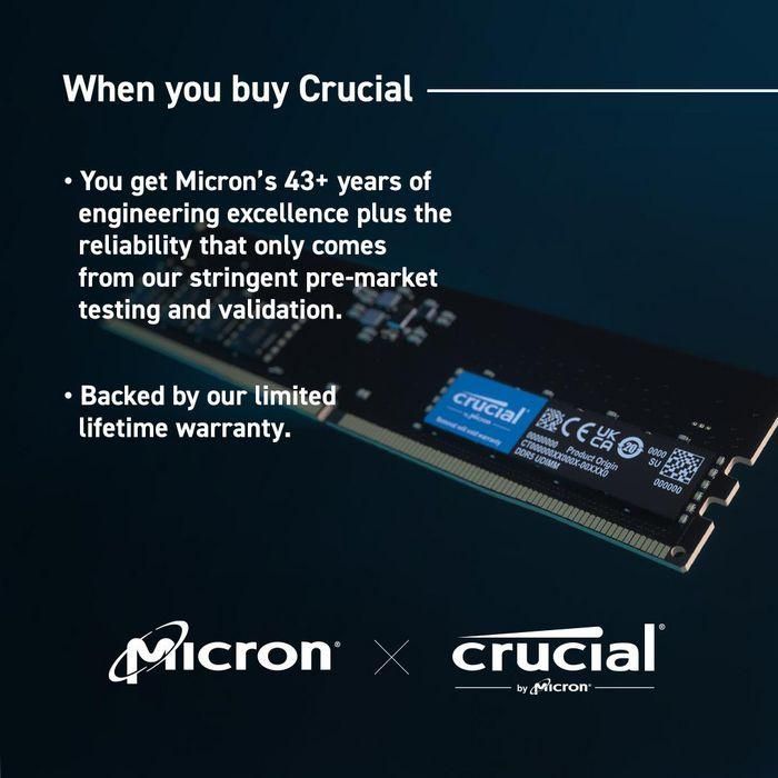 Crucial Memoria RAM DDR5 8GB 5600MHz UDIMM CL46 1.1V para Ordenador Crucial Memoria RAM DDR5 8GB 5600MHz UDIMM CL46 1.1V para Ordenador