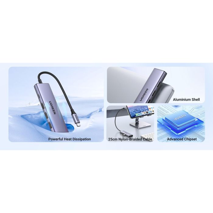 Ugreen Revodok 5-en-1 USB-C Hub con HDMI 4K y 3 Puertos USB-A 3.0 para Conectividad Extensa 7