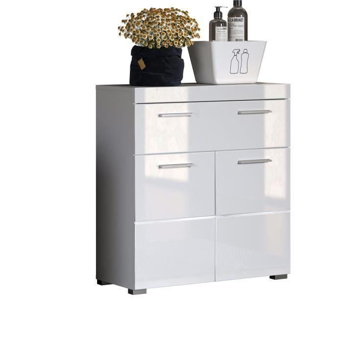 Mueble bajo de baño Amanda - Blanco - 2 puertas + 1 cajón - L73 x P31 x H79 cm - TRENDTEAM 4