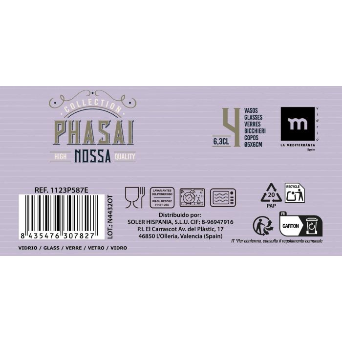 Set 4 Vasos Chupitos 63Ml "Phasai Nossa" Md (24 Cajas) 8