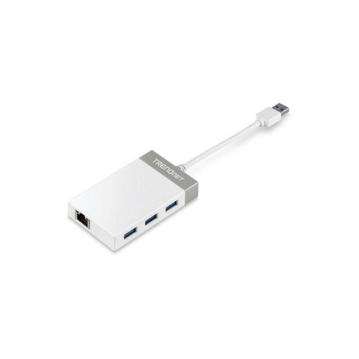 Hub USB 3.0 Trendnet TU3-ETGH3/ 3xUSB/ 1xRJ45/ Blanco y Gris 1