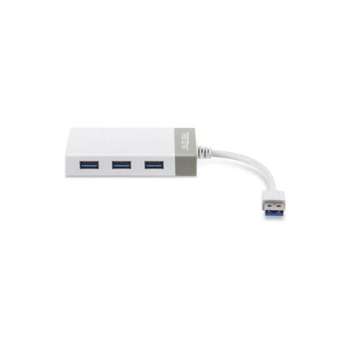 Hub USB 3.0 Trendnet TU3-ETGH3/ 3xUSB/ 1xRJ45/ Blanco y Gris 2
