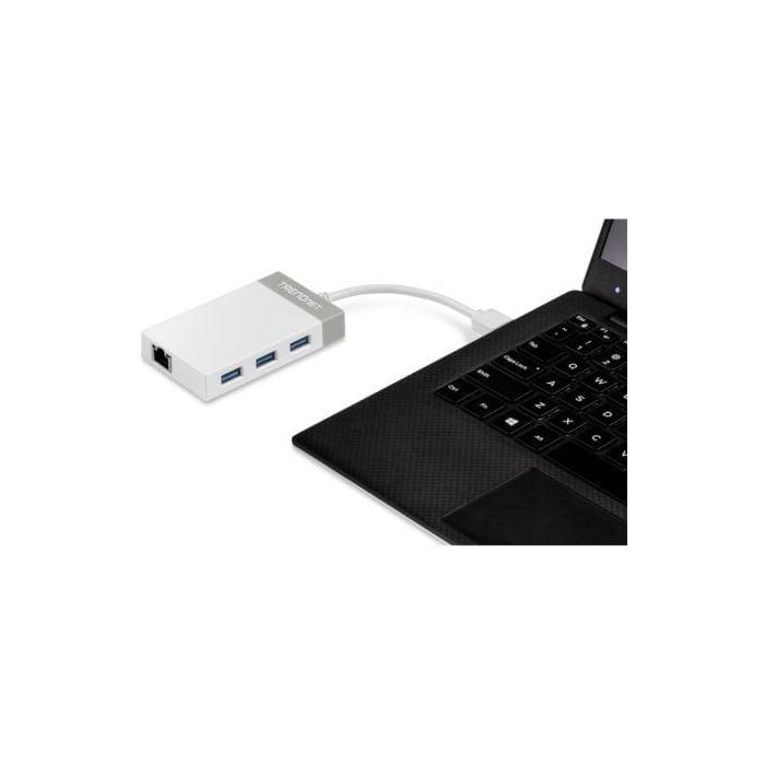 Hub USB 3.0 Trendnet TU3-ETGH3/ 3xUSB/ 1xRJ45/ Blanco y Gris 4