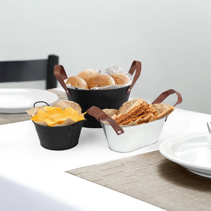 Cubo de Metal Rectangular con Asas de Piel Gris 26 cm My Bar - Inde (12 Unidades) 2 Cubo de Metal Rectangular con Asas de Piel Gris 26 cm My Bar - Inde (12 Unidades) 2