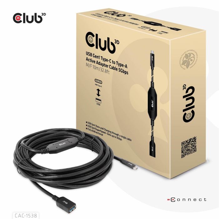Club3D Cable USB 3.2 Tipo C a USB Tipo A 5Gbps Macho/Hembra 10m 0 Club3D Cable USB 3.2 Tipo C a USB Tipo A 5Gbps Macho/Hembra 10m 0
