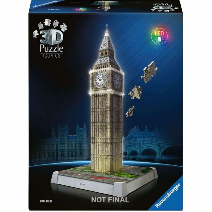 Ravensburger Puzzle 3D Big Ben con Luz LED 216 Piezas, Edad Mínima 10 Años 1 Ravensburger Puzzle 3D Big Ben con Luz LED 216 Piezas, Edad Mínima 10 Años 1
