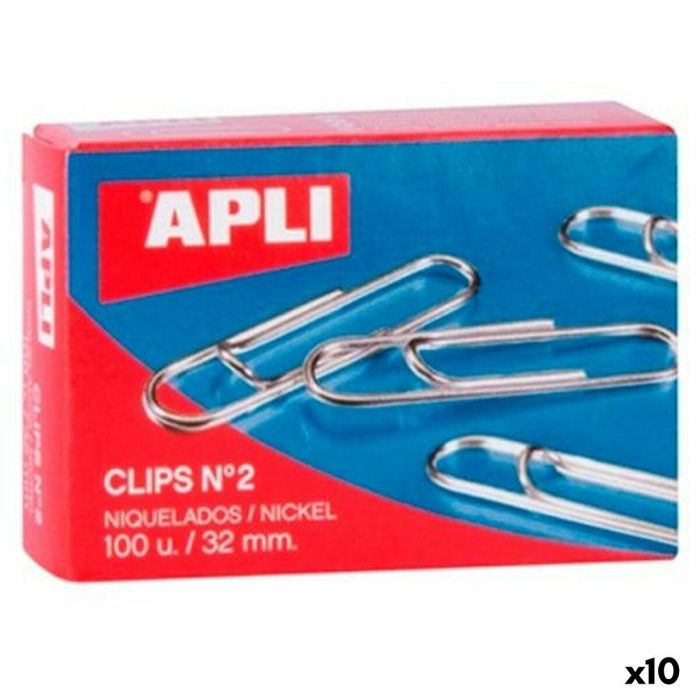Clips Apli Nº 2 Plateado Níquel 32 mm (10 Unidades)