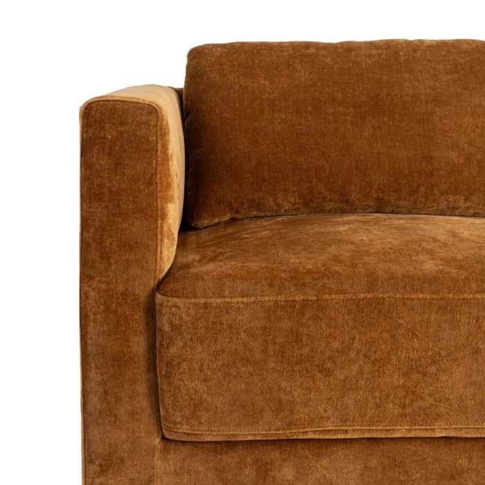 Sofá 3 Plazas Ocre Tejido-Madera 210 X 96 X 86 cm