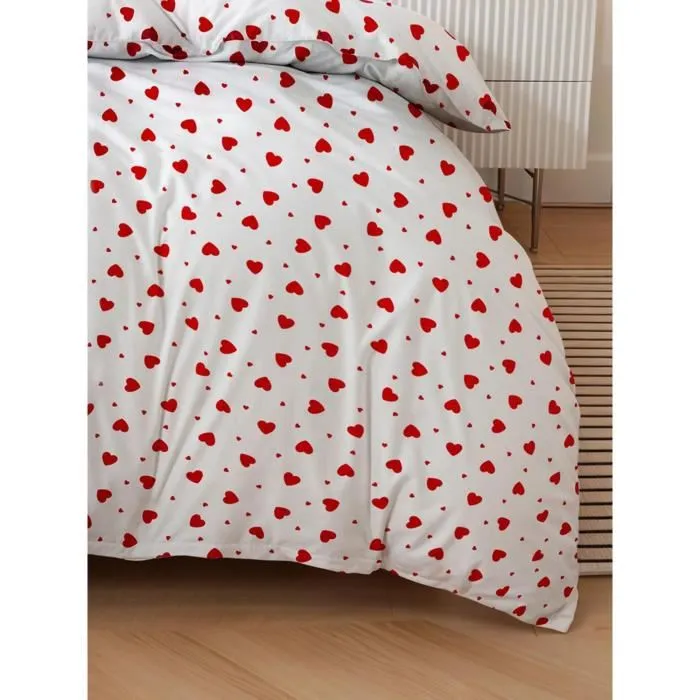 Juego de Cama Funda Nórdica 220x240 cm y Fundas de Almohada 60x60 cm 50% Algodón 50% Poliéster Rojo ASI8684283278640 3