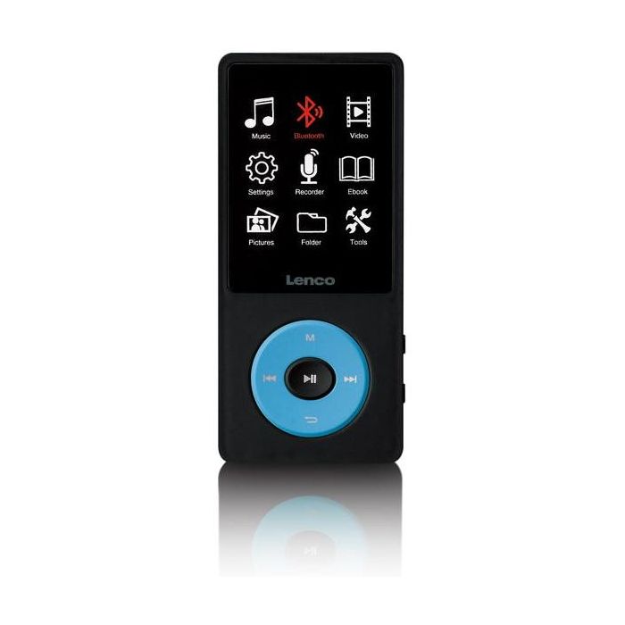 Lenco Xemio-860BU Reproductor MP3 8GB con Pantalla LCD, Bluetooth 5.3 y Auriculares, Negro/Azul