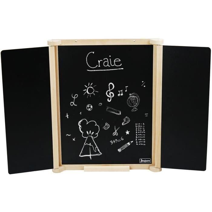 Tríptico Cuadro Mural en Madera Natural - JEUJURA - Persianas Centrales de Pizarra y Tiza/Fieltro, Accesorios Incluidos, 82x56 cm 3 Tríptico Cuadro Mural en Madera Natural - JEUJURA - Persianas Centrales de Pizarra y Tiza/Fieltro, Accesorios Incluidos, 82x56 cm 3