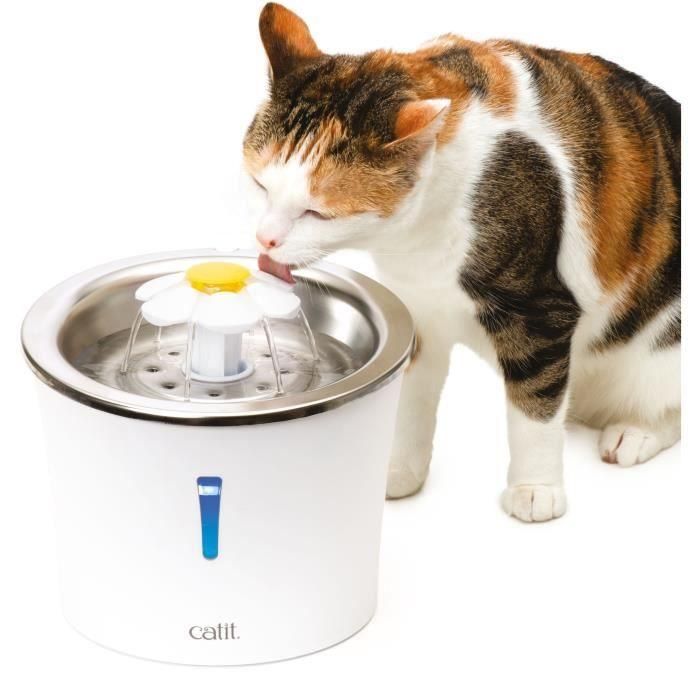 Catit CAT43725 Fuente de agua para gatos Flower, 3 L, Tapa de acero inoxidable, con Luz LED, Blanca 1 Catit CAT43725 Fuente de agua para gatos Flower, 3 L, Tapa de acero inoxidable, con Luz LED, Blanca 1