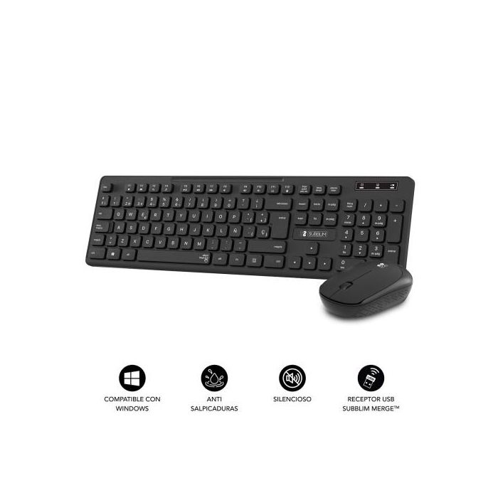 Teclado y Ratón Inalámbrico Subblim SUBKBC-CSSW10 Negro Qwerty Español QWERTY 1