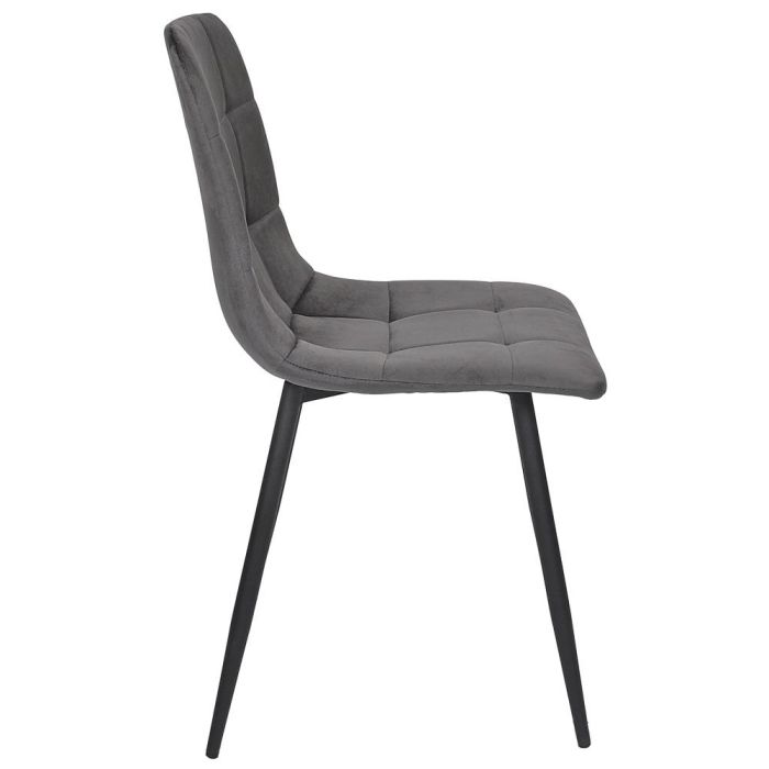 Home Deco Factory Silla Mateo Gris Colección Essentiel Estructura Madera Patas Hierro Tapizado Poliéster PU Altura Asiento 48cm Medidas 45x52cm H88cm 2