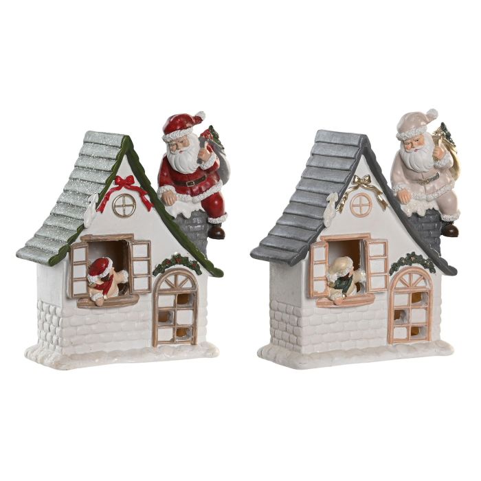 DKD Home Decor Figura de Navidad Tradicional de Resina con Luces LED Multicolor, 8x18.5x16 cm (Paquete de 2, Incluye Pilas) 2