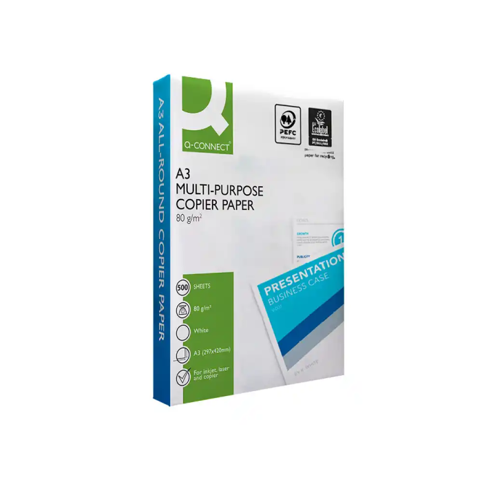 Q-connect Papel Multifuncion DIN A3 80gr Paquete 500 Hojas Blanco Certificado PEFC 4
