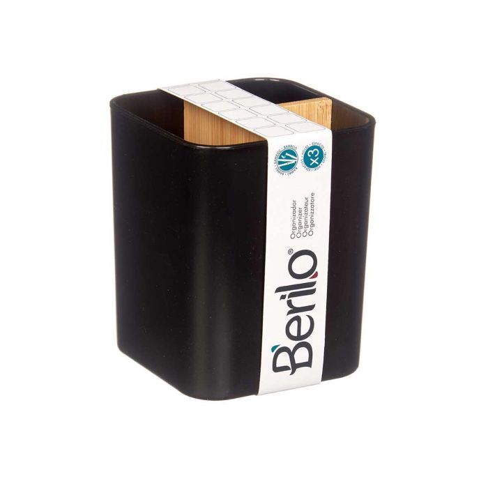Organizador Cuadrado 3 Huecos Bambú Negro Berilo 9x11x9 cm (6 Unidades) 1 Organizador Cuadrado 3 Huecos Bambú Negro Berilo 9x11x9 cm (6 Unidades) 1