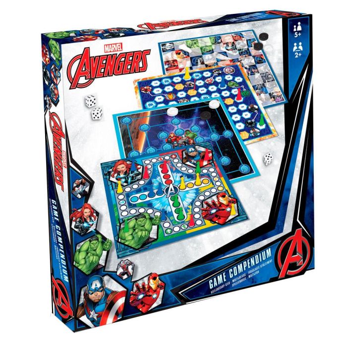 FOURNIER Set 4 Juegos de Mesa Los Vengadores Marvel: Parchís, Damas, Molino y Escalera | +5 años