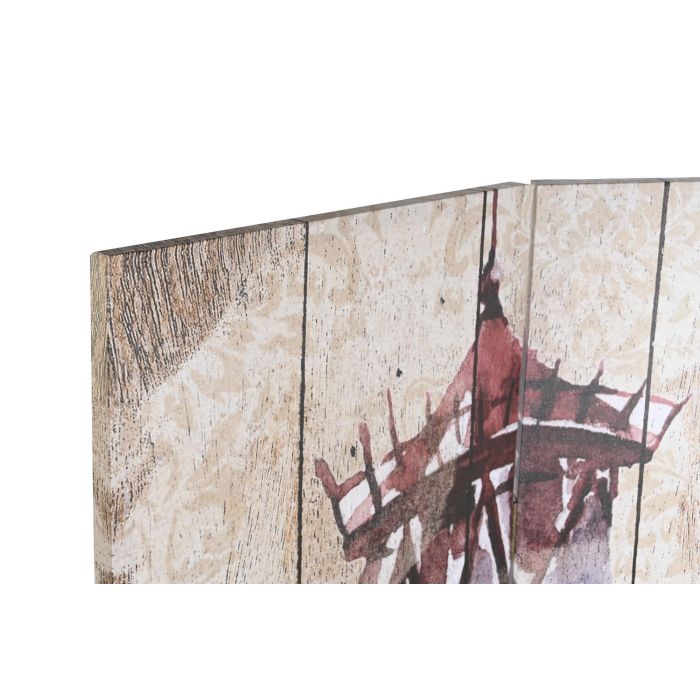 DKD Home Decor Biombo Mediterráneo de Lienzo Multicolor con Diseño de Faro 121x180 cm 1
