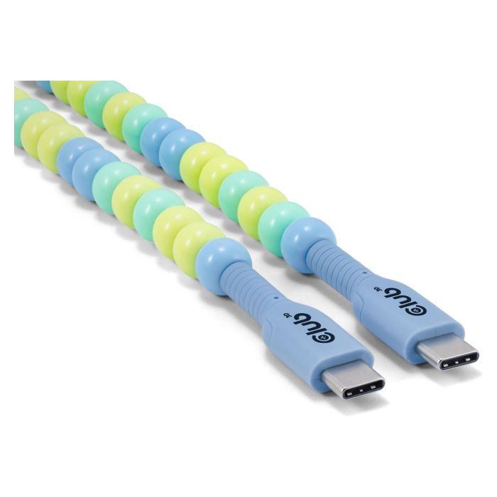 Club3D Lifestyle Perlen-Kabel USB-C a USB-C PD 60W 480 Mbps 2 m Cable Azul y Verde para Datos y Carga Rápida 7