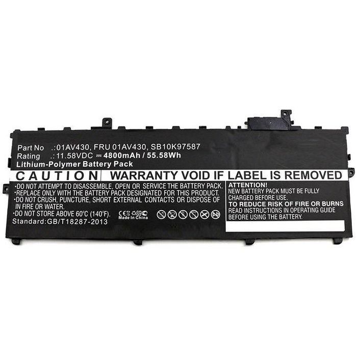 CoreParts Batería para portátil compatible con Lenovo ThinkPad X1 Carbon 2017, 53.71Wh, 11.55V, 4650mAh, Li-Pol, Negra