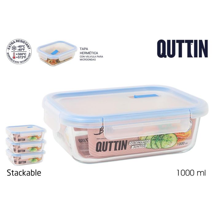 Inde Fiambrera Rectangular con Tapa Hermética "Boho" 20.5 cm x 15.5 cm x 7 cm (6 Unidades)