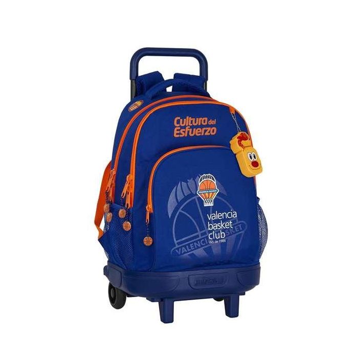 Mochila Escolar con Ruedas Compact Valencia Basket M918 Azul Naranja (33 x 45 x 22 cm)