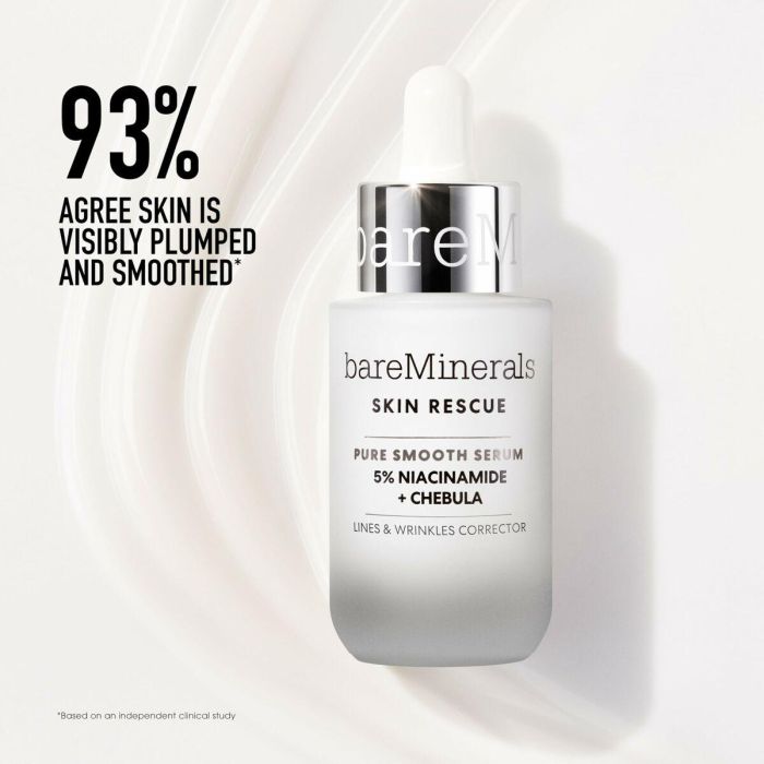 Bare Minerals SKIN RESCUE PURE SMOOTH SERUM Antiarrugas y Antiedad, Corrector de Líneas y Arrugas con 5% Niacinamida, Piel Sensible 30ml 3