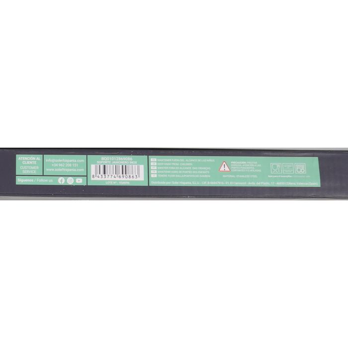 Quttin Soporte Jamonero de Acero Inoxidable para corte de jamón, 49,5 x 16,5 x 2,7 cm (4 Unidades) 5